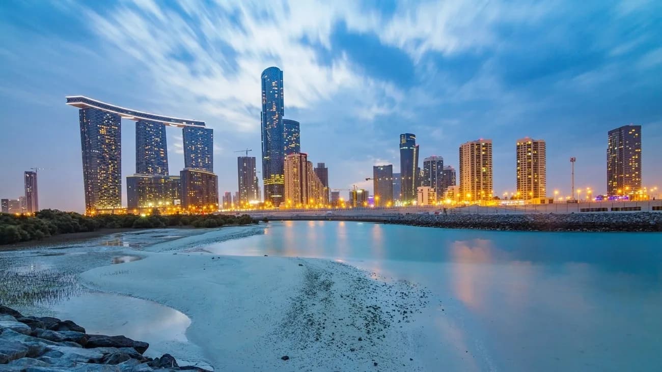 Al Reem Island skyline at dusk