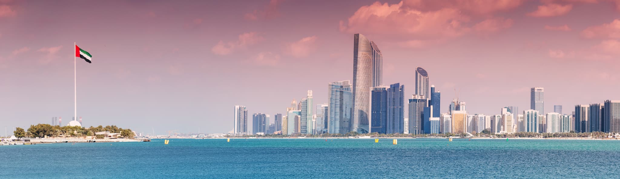 Abu Dhabi skyline at dusk