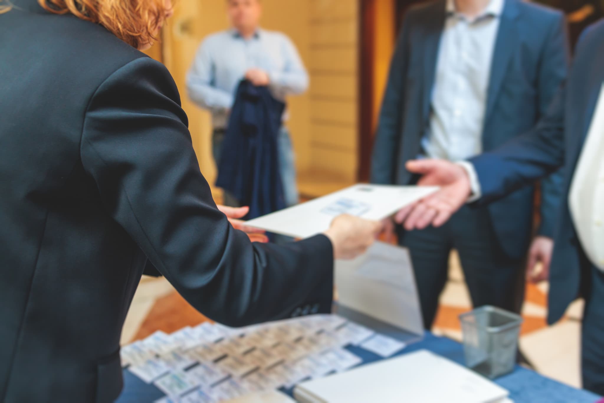 An adviser working through company registration paperwork
